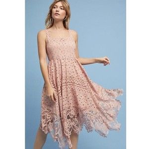 MaEVe Anthropolgie Pink Dress Sleeveless Handkerchief Hem Size 2 Floral